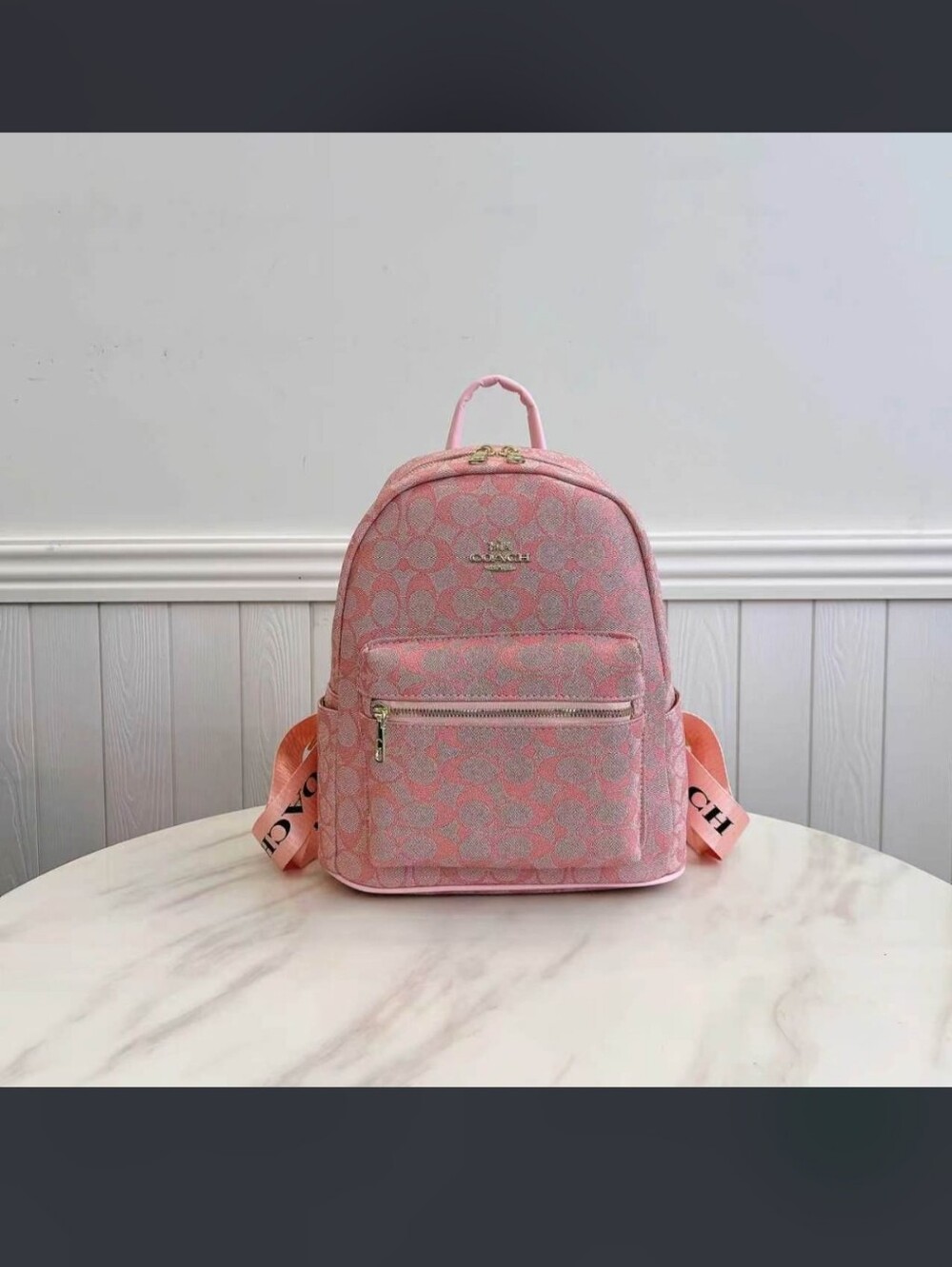 Coach Pink Signature Jacquard Mini Backpack